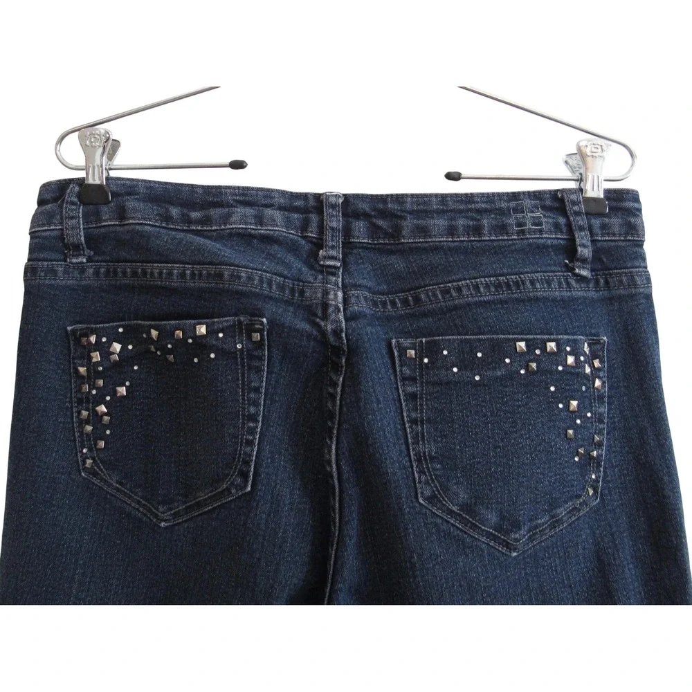 Salt Works NYC Mid Rise Bootcut Jeans‎ 12P Dark Wash Studded Stretch Denim Glam